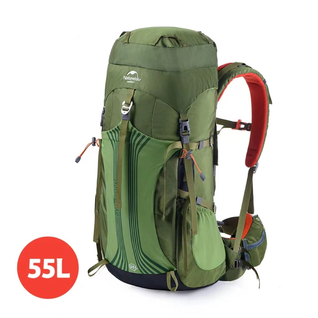 55L Durable Highly Adjustable Padding and Ventilation CR System Hiking Backpack External Frame