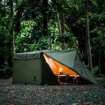 OneTigris Survivalist Heavy Duty Terylene Cotton Wind Tarp BULLBAT T/C Camping Tarp for Campfires and Cooking