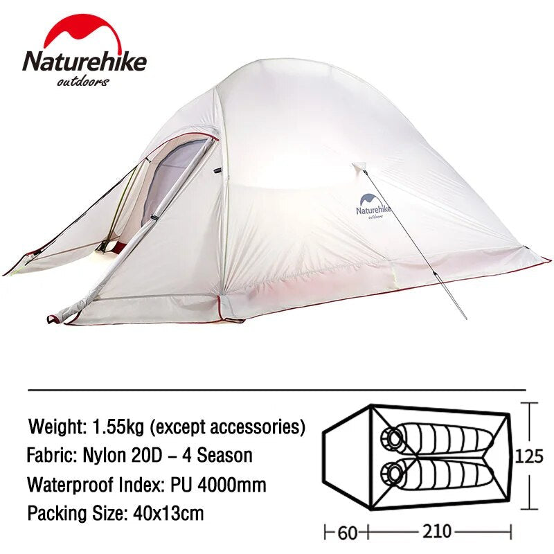 0.9KG White Cloud Up Ultralight Outdoor Camping Tent Waterproof with Floor Pad