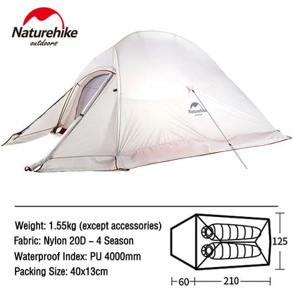 0.9KG White Cloud Up Ultralight Outdoor Camping Tent Waterproof with Floor Pad