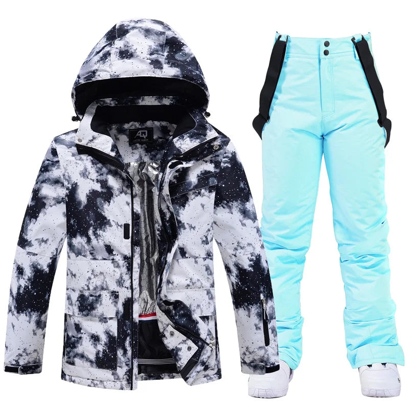 Women's Snow Wear 10k Waterproof Ski Suit Set Snowboard Clothing Ice Jackets + Strap Pants