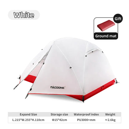 2 People Lightweight 20D Nylon Waterproof Camping Tent 4 Season