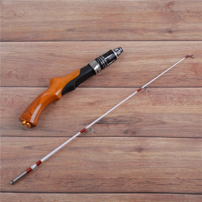 Winter Ice Fishing Rod 57CM 2 Sections Wooden Handle Ice Fishing Pole for Bass Trout