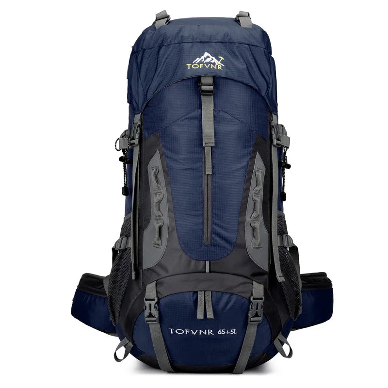 blue hiking backpack