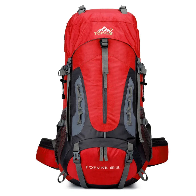 red hiking backpack