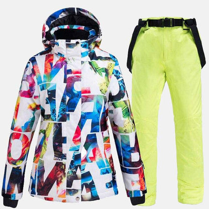 Women Thickened Warm Ski Snowboard Suit Waterproof Pants+Jacket Set - Outgeeker