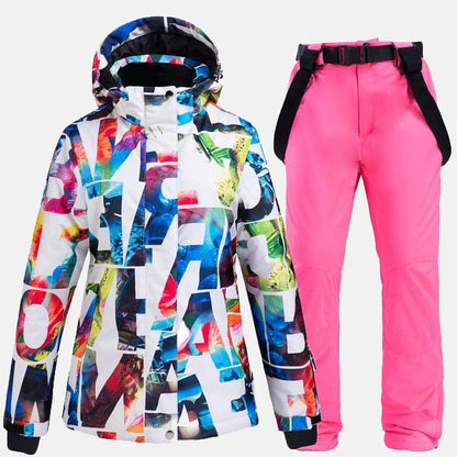 Women Thickened Warm Ski Snowboard Suit Waterproof Pants+Jacket Set - Outgeeker
