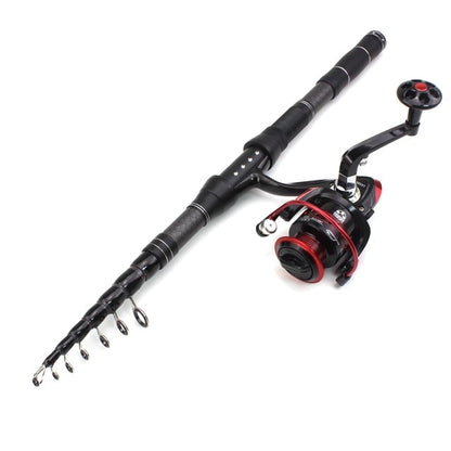 Carbon Fiber Telescopic Fishing Rod Portable Spinning Rod and Spinning Reels Multifunction set