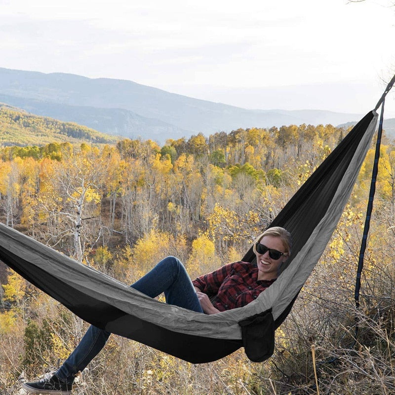 Double Single Lightweight Hammock with Hanging Ropes