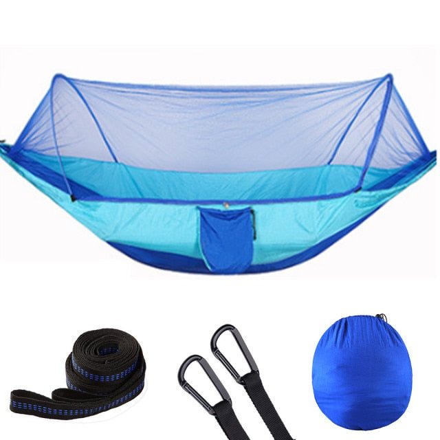2021 Camping Hammock with Mosquito Net Pop-Up Light Portable Outdoor Parachute Hammocks - Outgeeker